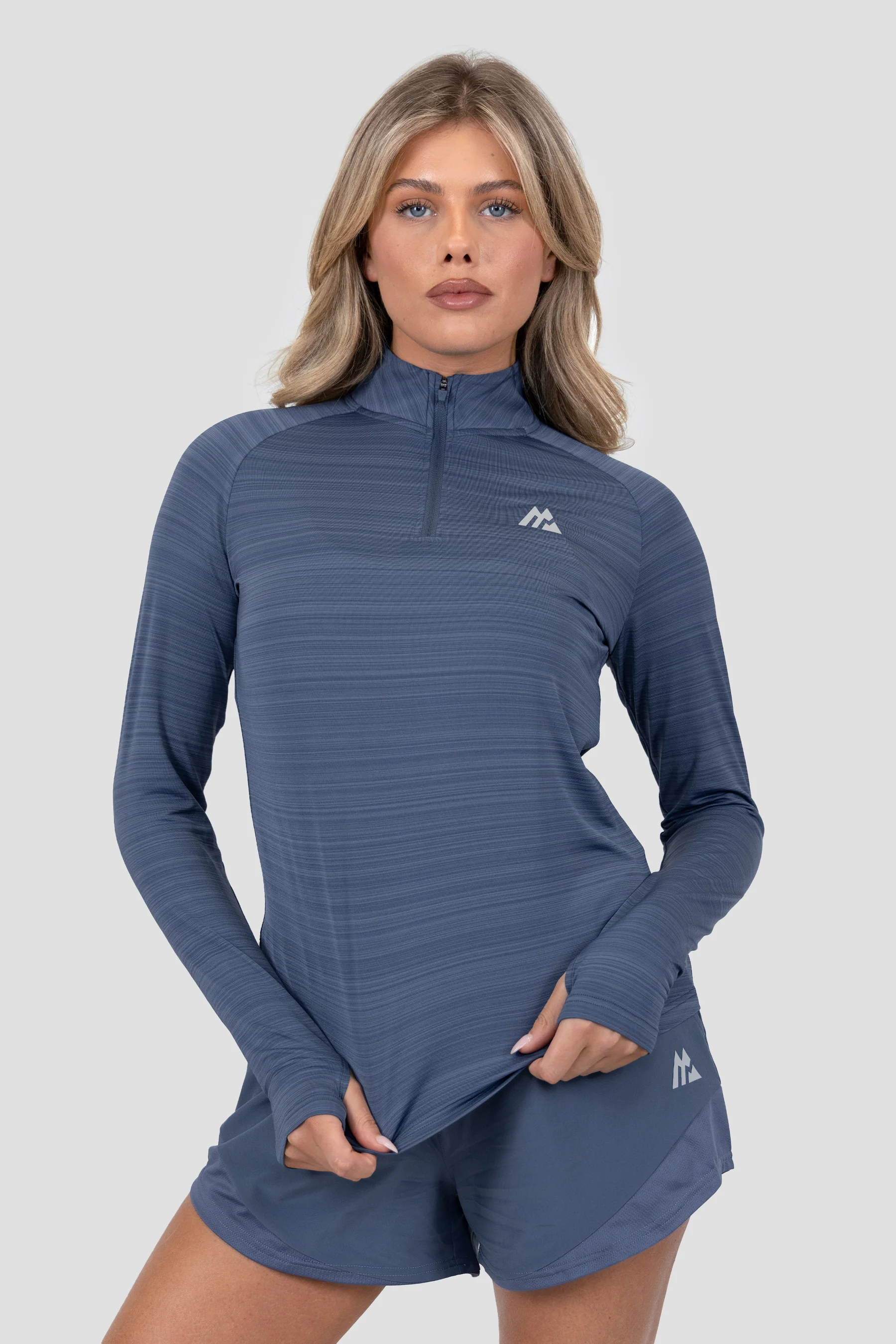 Breathe 1/4 Zip - Greyed Indigo