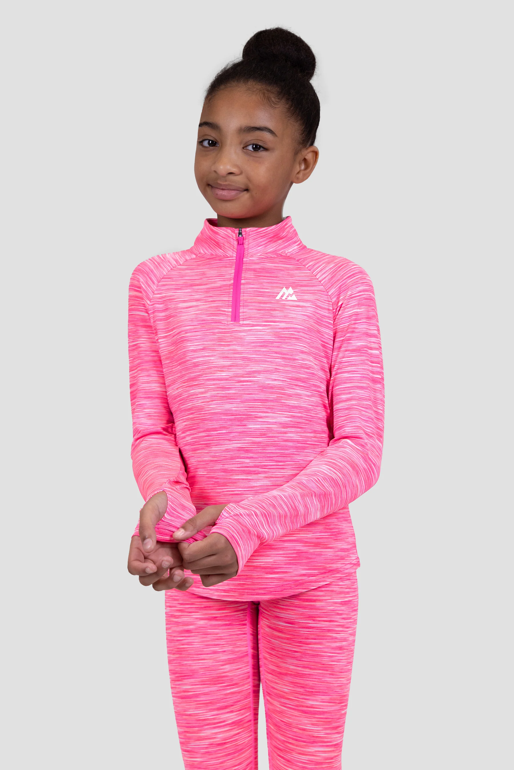 Girls Trail 1/4 Zip - Pink/White