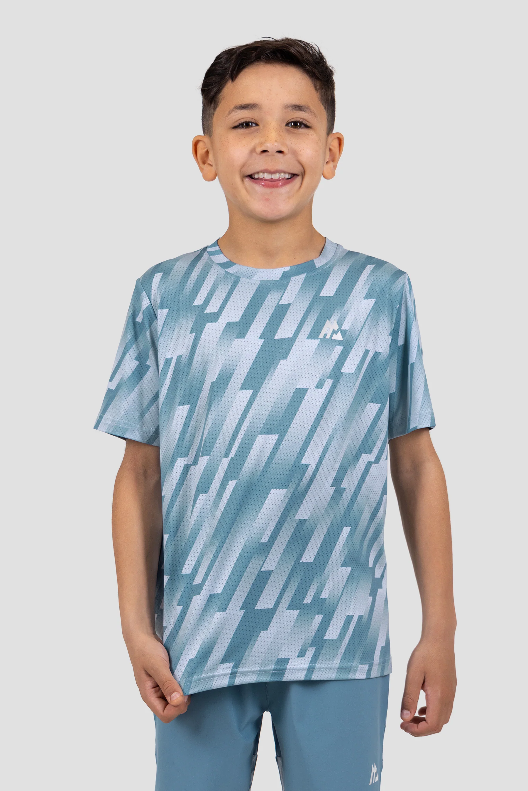 Boys Steele Printed T-Shirt - Slate Blue/Summer Mist