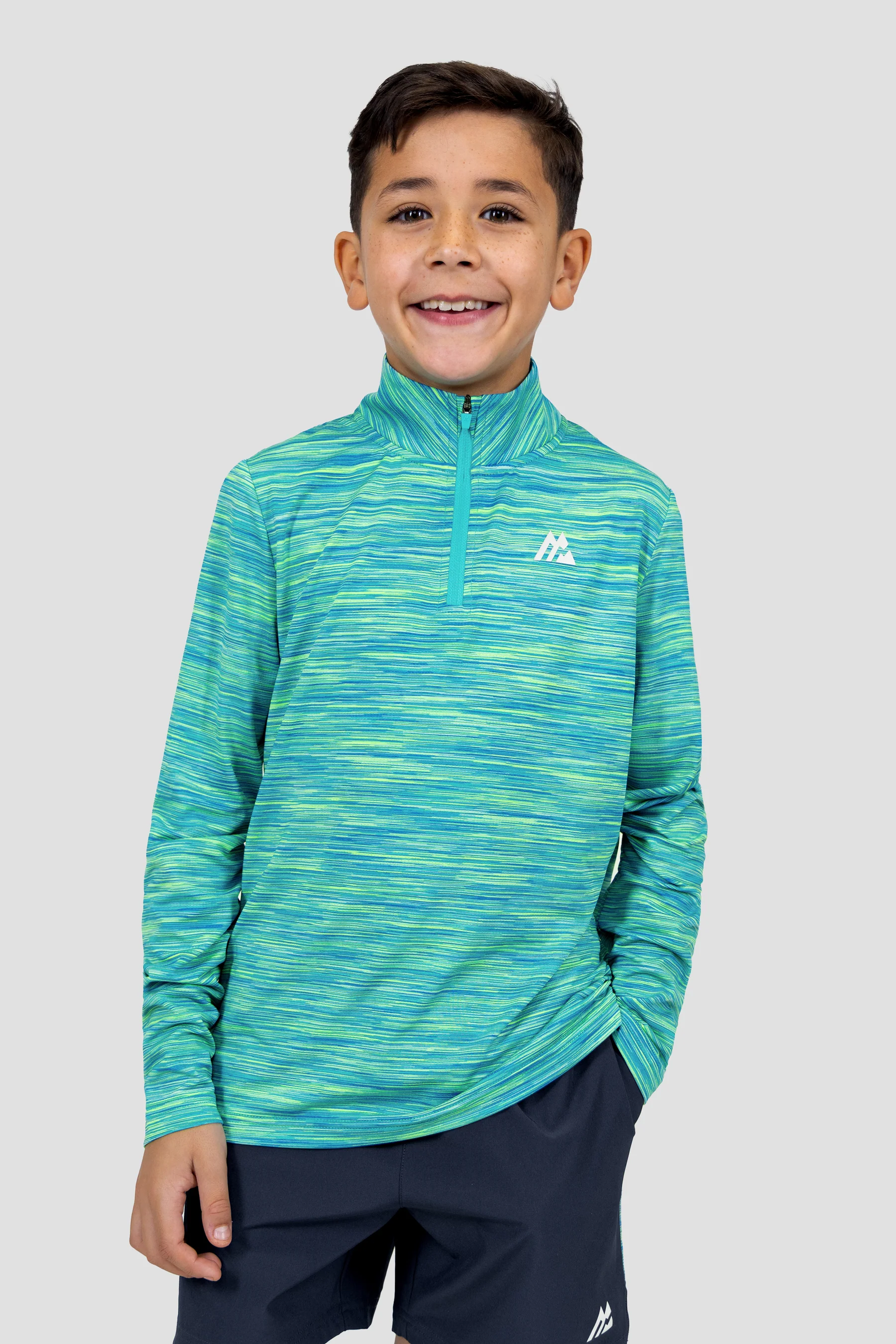 Boys Trail 1/4 Zip - Blue/Lime