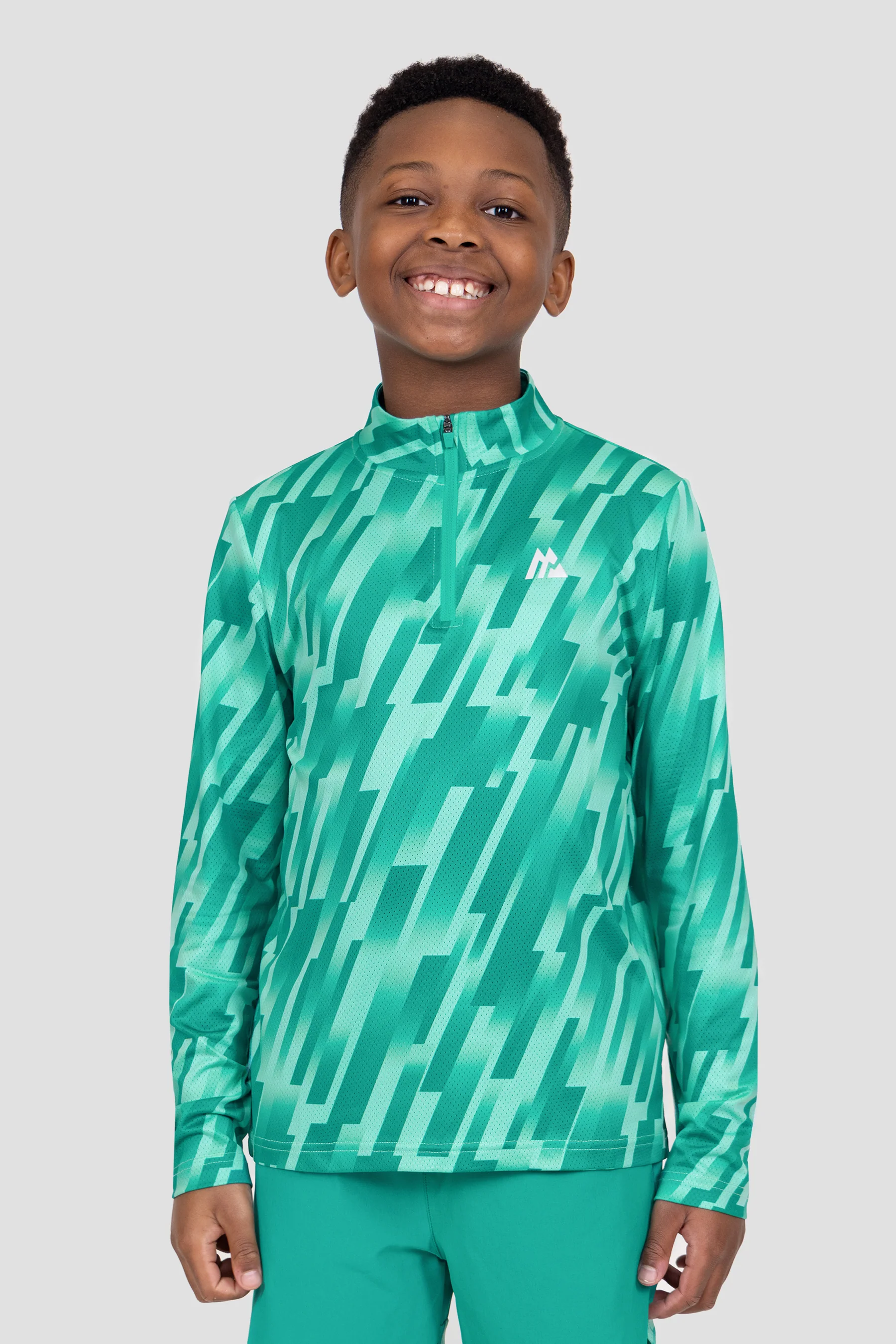 Boys Steele Printed 1/4 Zip - Fluorite/Aruba