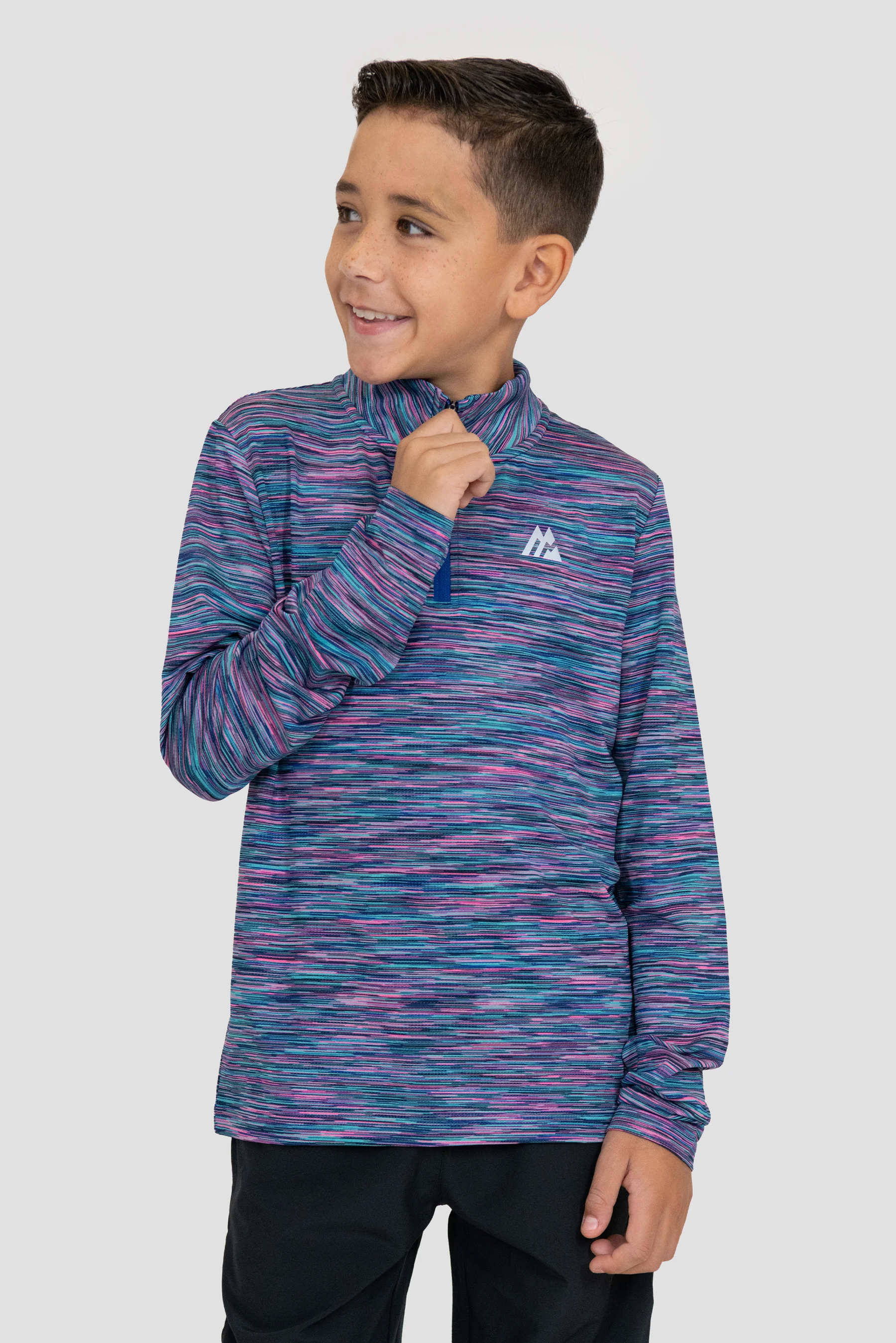 Boys Trail 1/4 Zip - Navy/Pink/Green