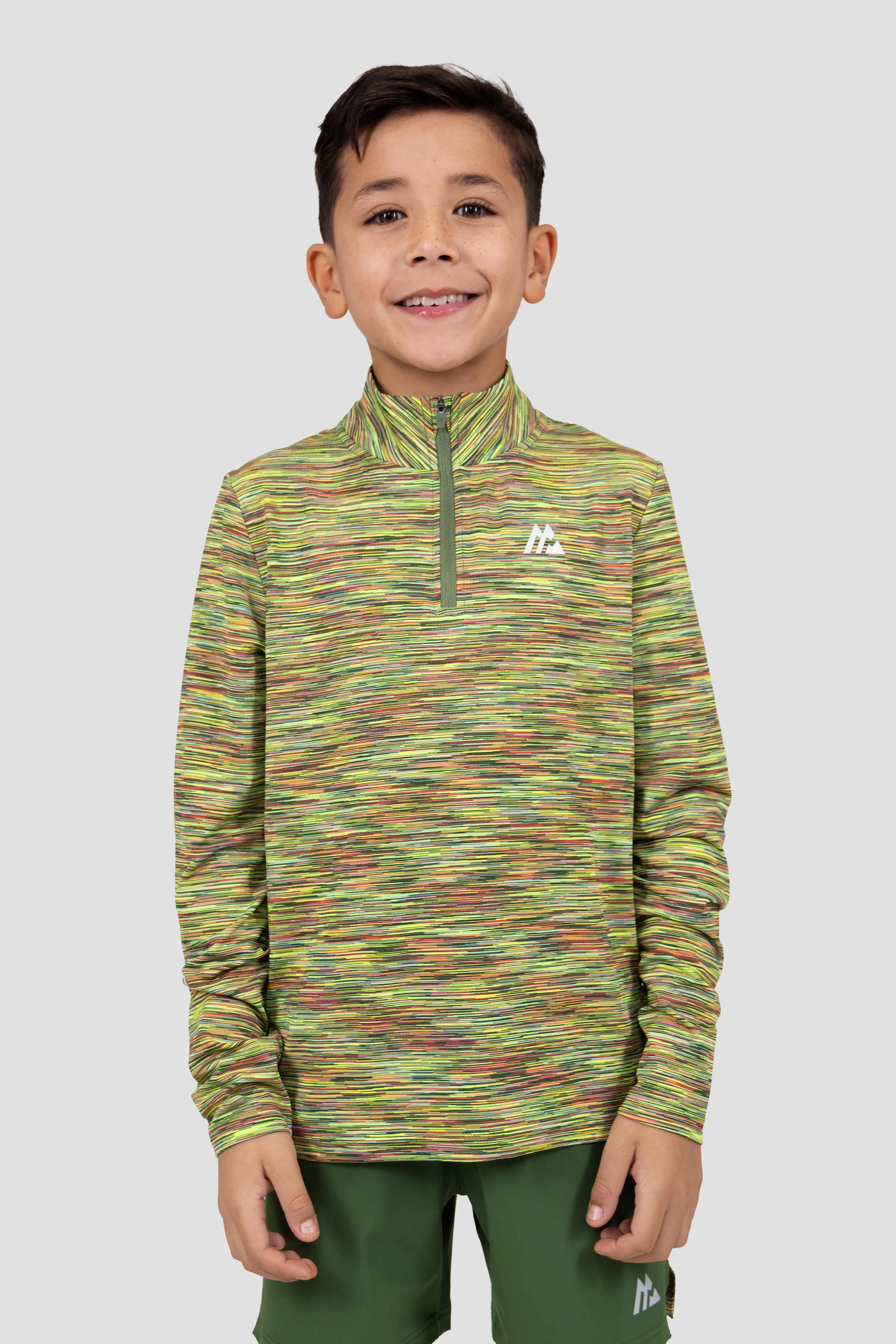 Boys Trail 1/4 Zip - Khaki/Orange/Black