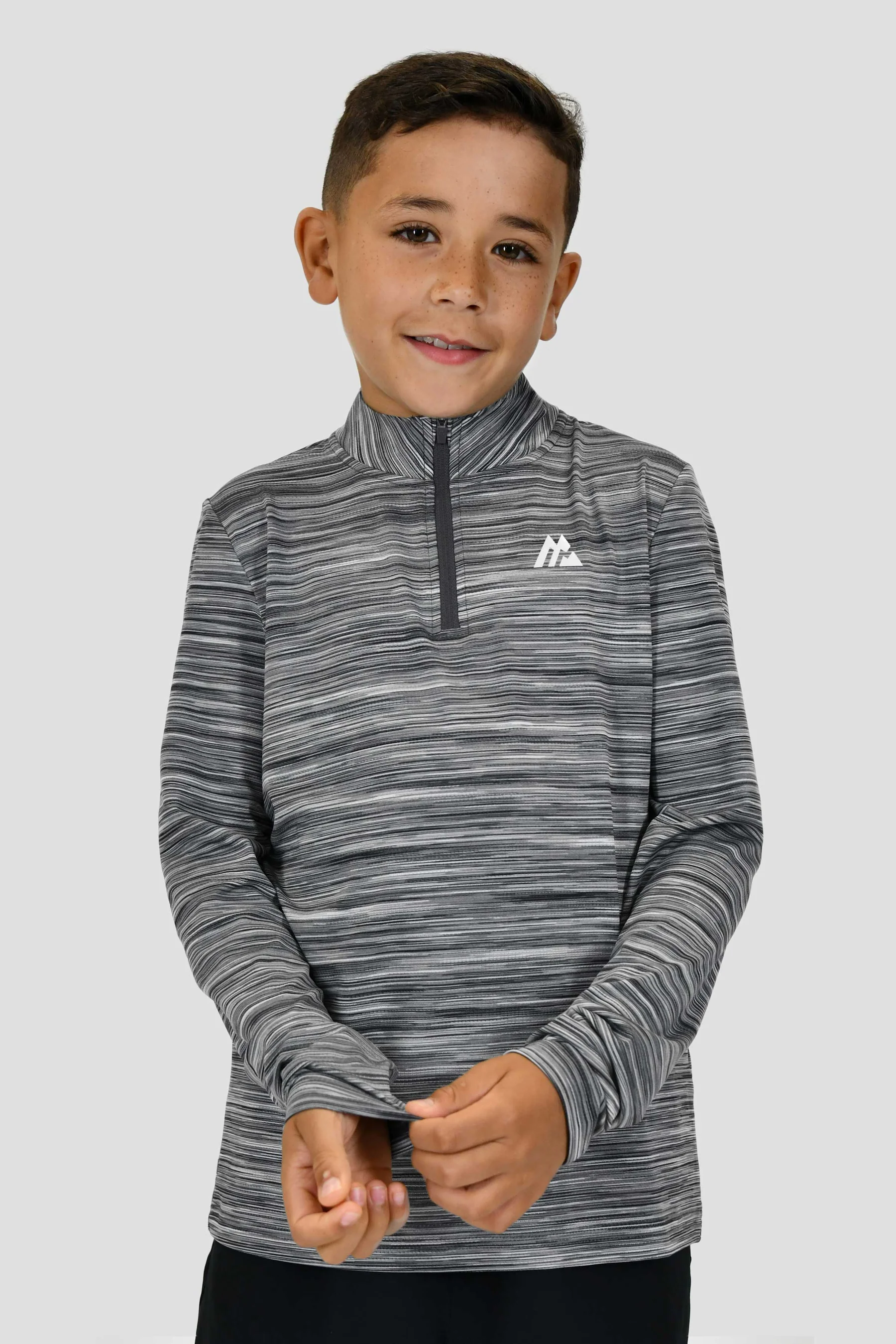 Boys Trail 1/4 Zip - Black/Grey Multi