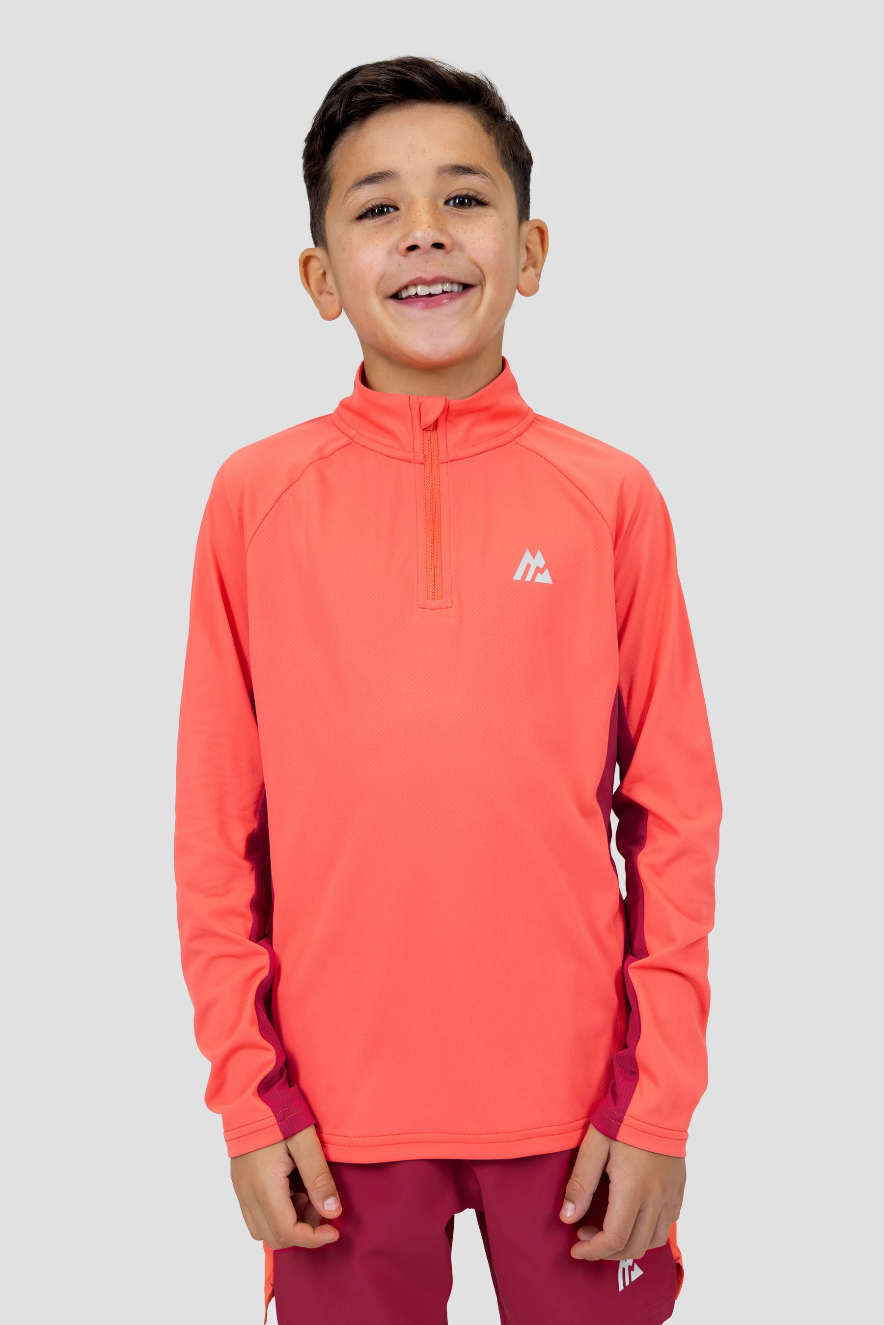 Boys React 1/4 Zip - Coral/Spiced Cherry